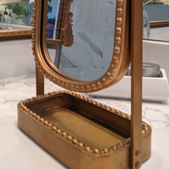 Vintage Makeup Mirror, Vanity Desk Mirror Antique Traditional Tabletop Mirror - Picture 10 of 12